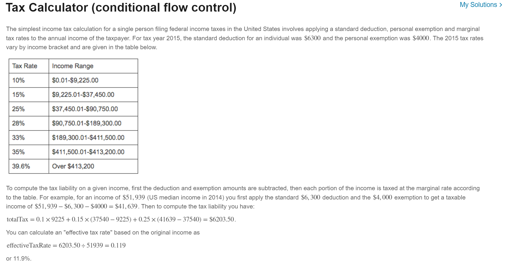 Tax Calculator ( conditional flow control ) The