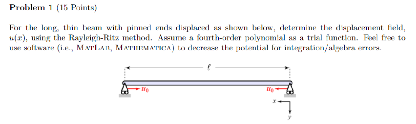 Problem 1 ( 1 5 Points ) For the long, thin beam