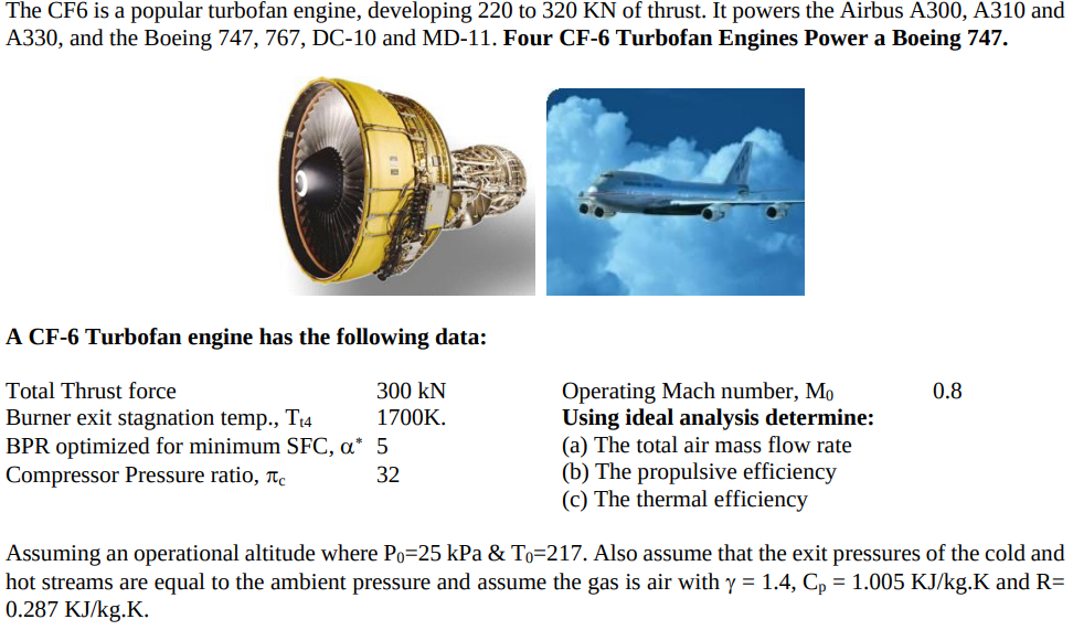 The CF 6 is a popular turbofan engine, developing