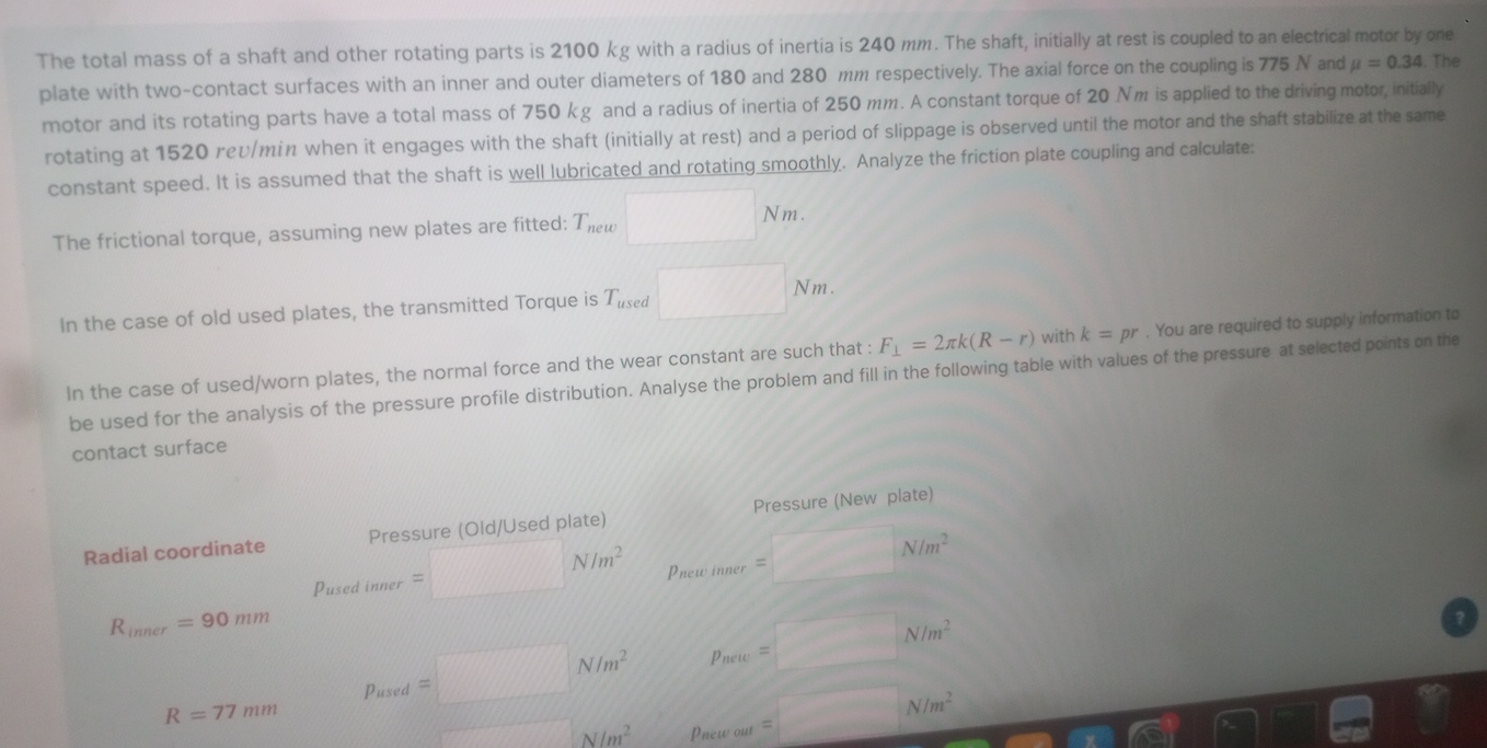 The total mass of a shaft and other rotating