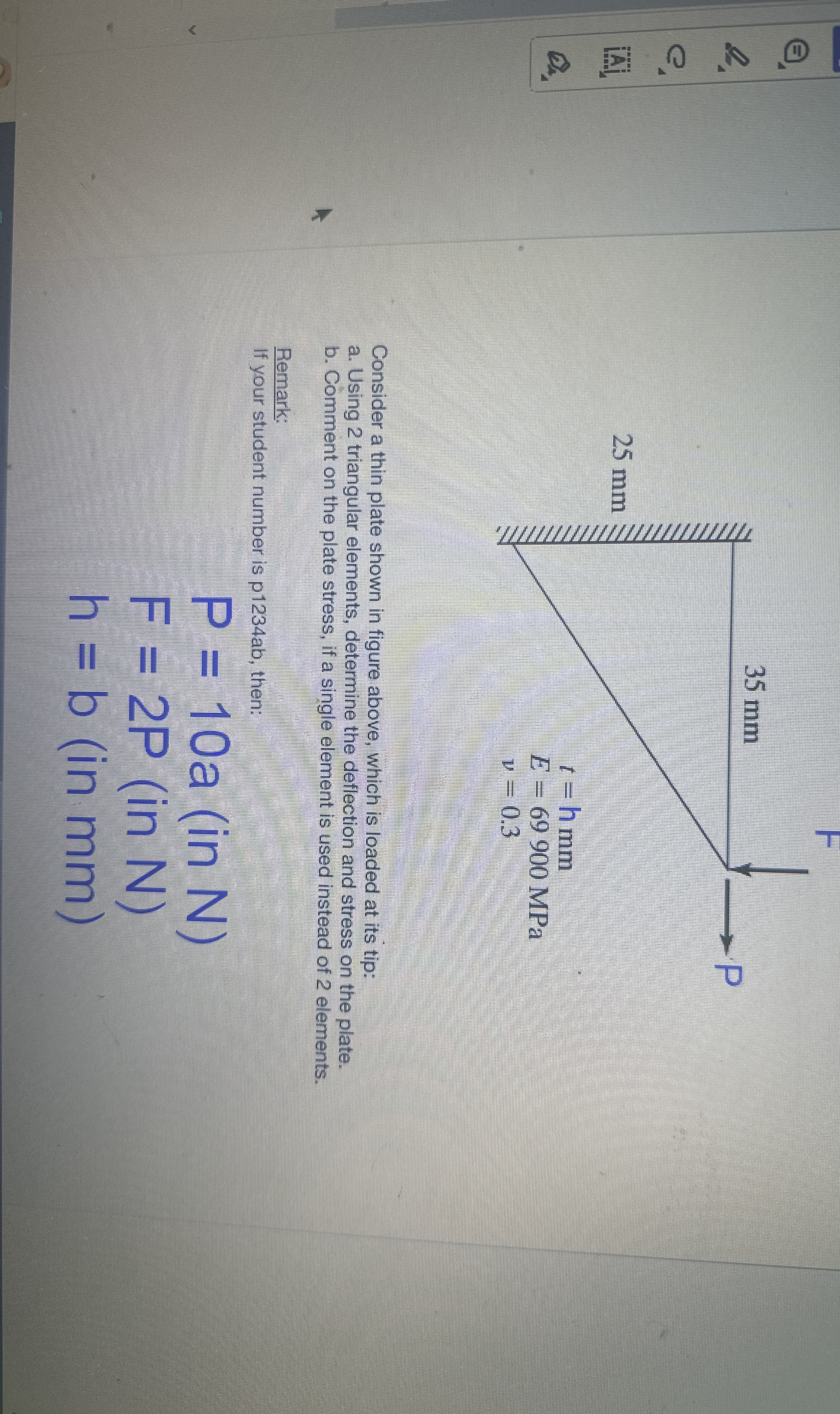How to solved by FEA when a = 7 , b = 8 Consider