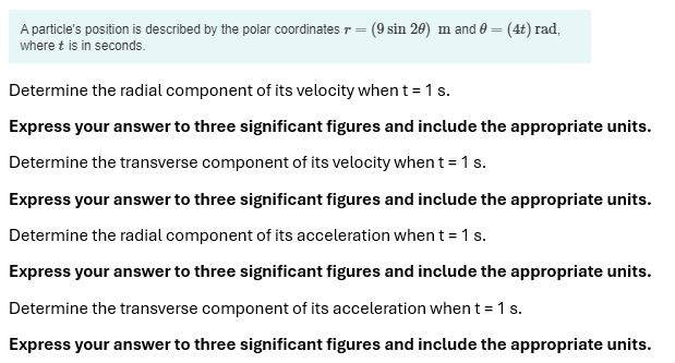A particle's position is described by the polar