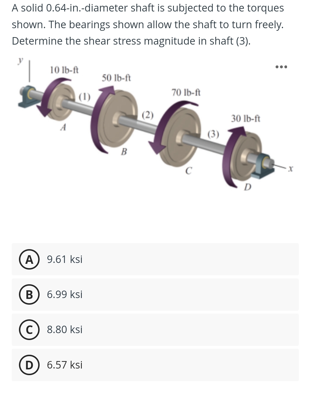A solid 0 . 6 4 - in . - diameter shaft is