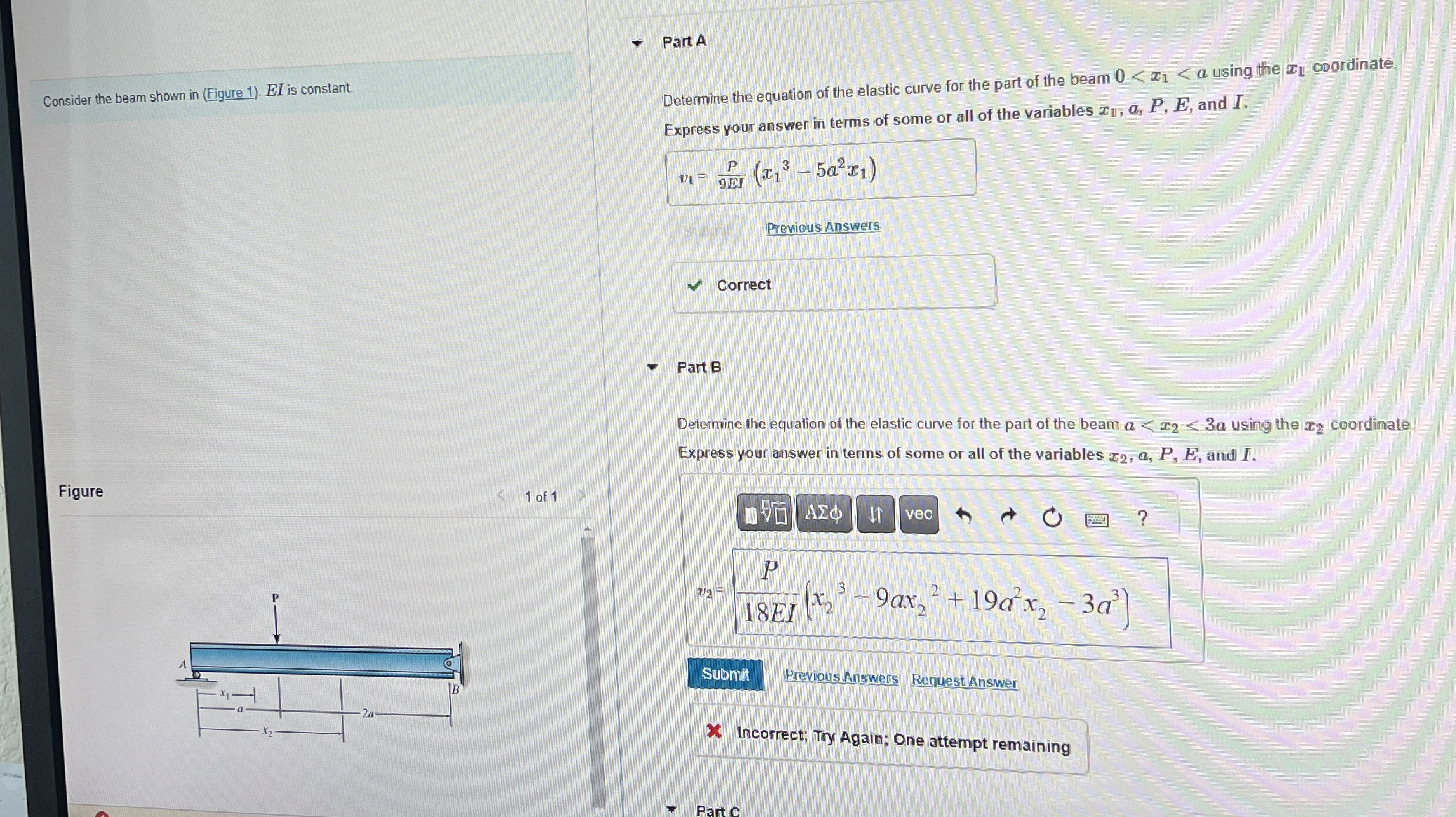 Part A Consider the beam shown in ( Figure 1 ) .