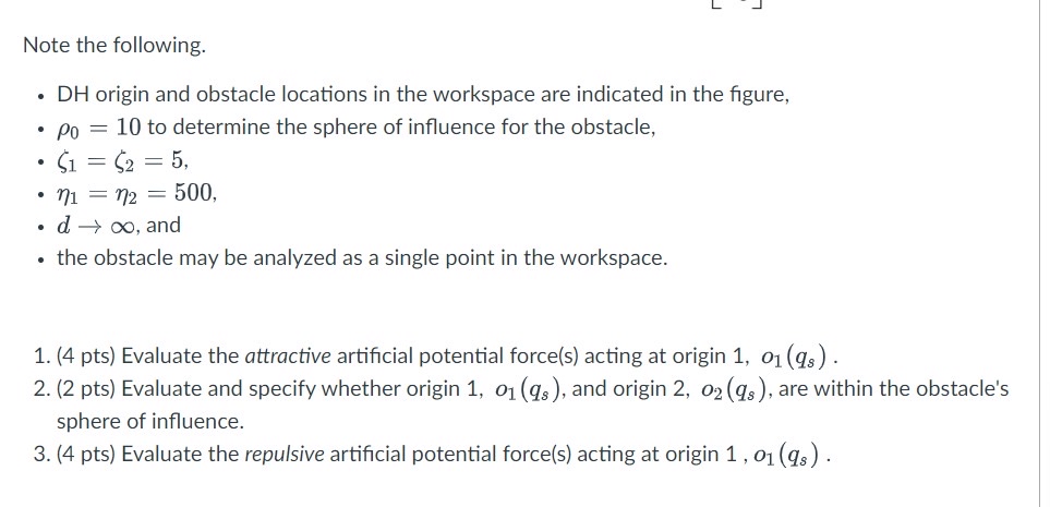 Note the following. DH origin and obstacle