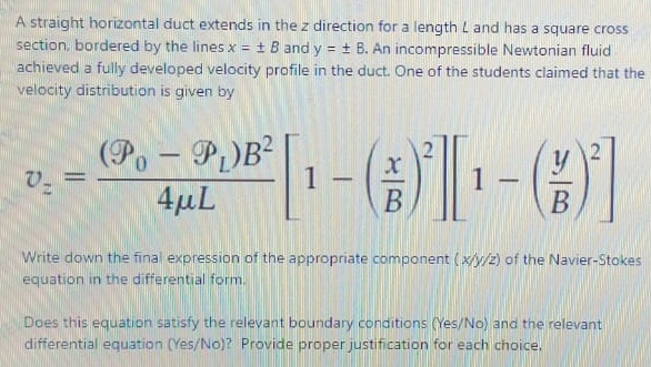 A straight horizontal duct extends in the z