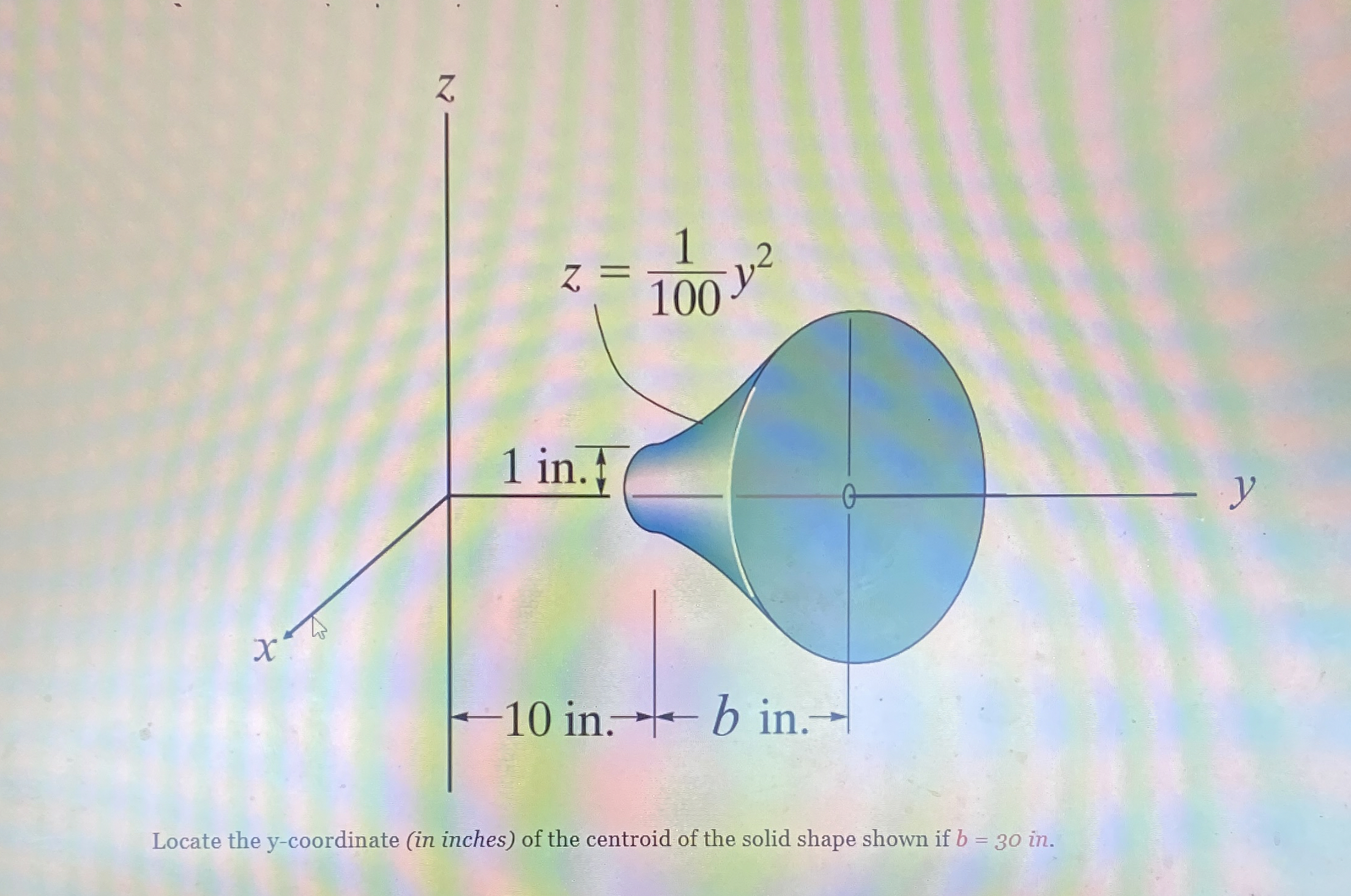 z Locate the y - coordinate ( in inches ) of the