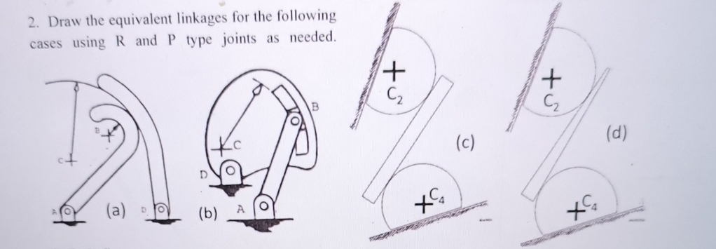 Draw the equivalent linkages for the following
