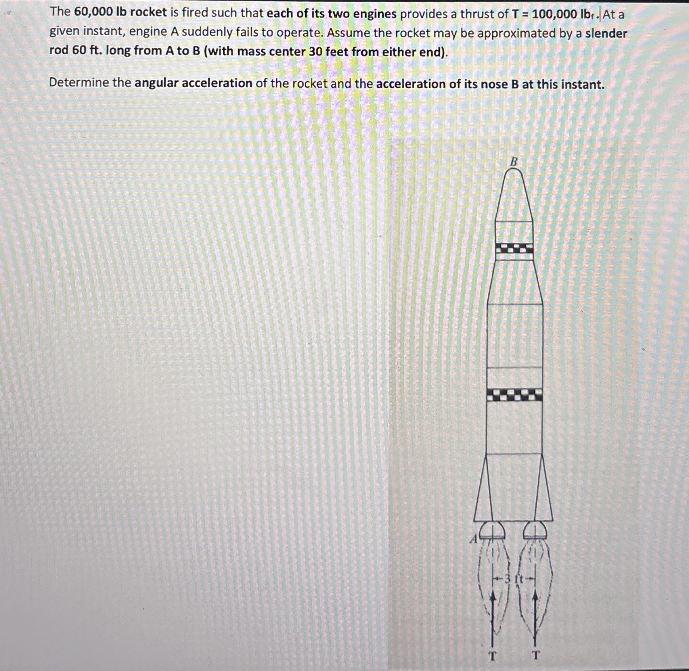 The 6 0 , 0 0 0 l b rocket is fired such that