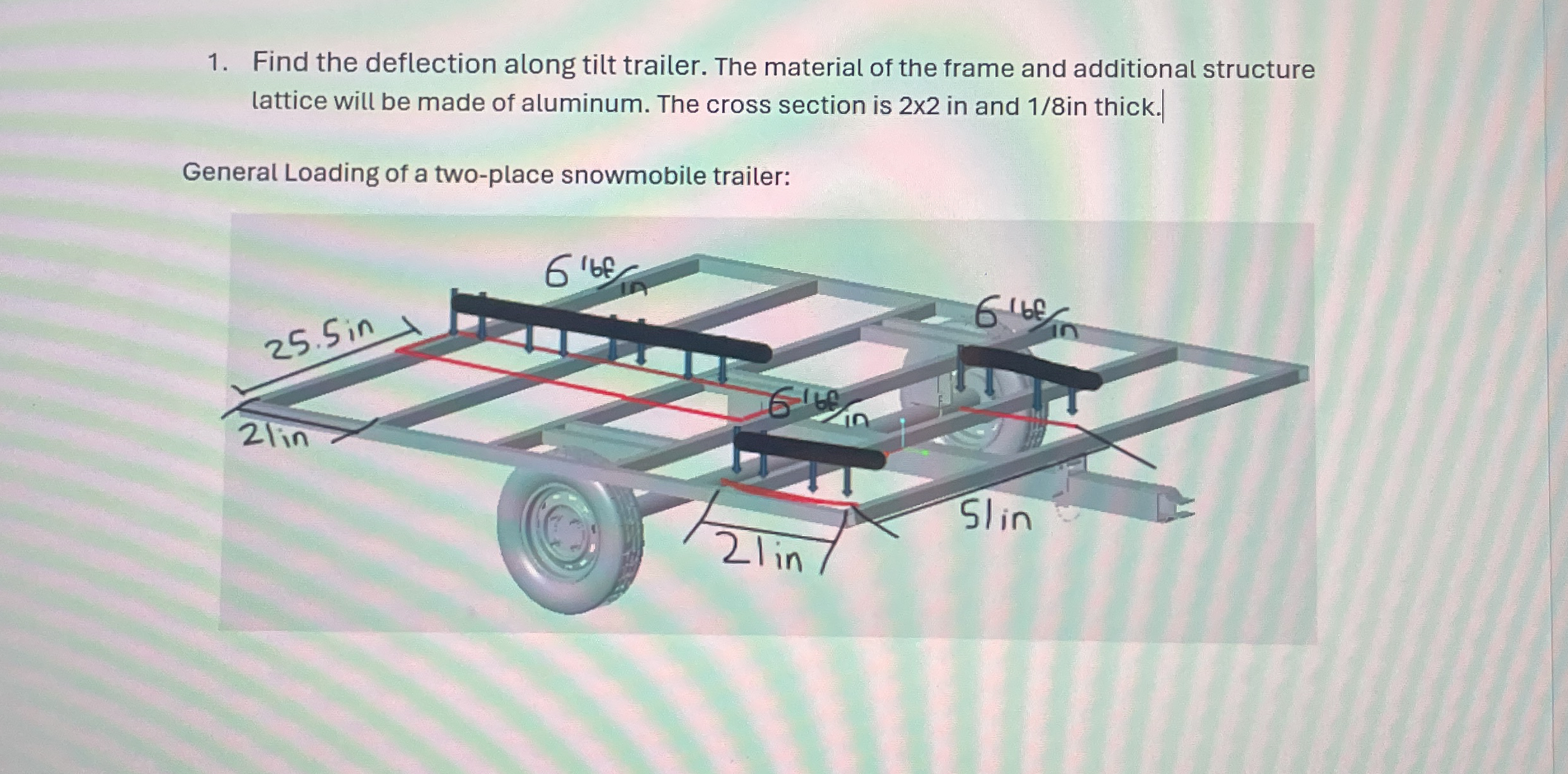 Find the deflection along tilt trailer. The