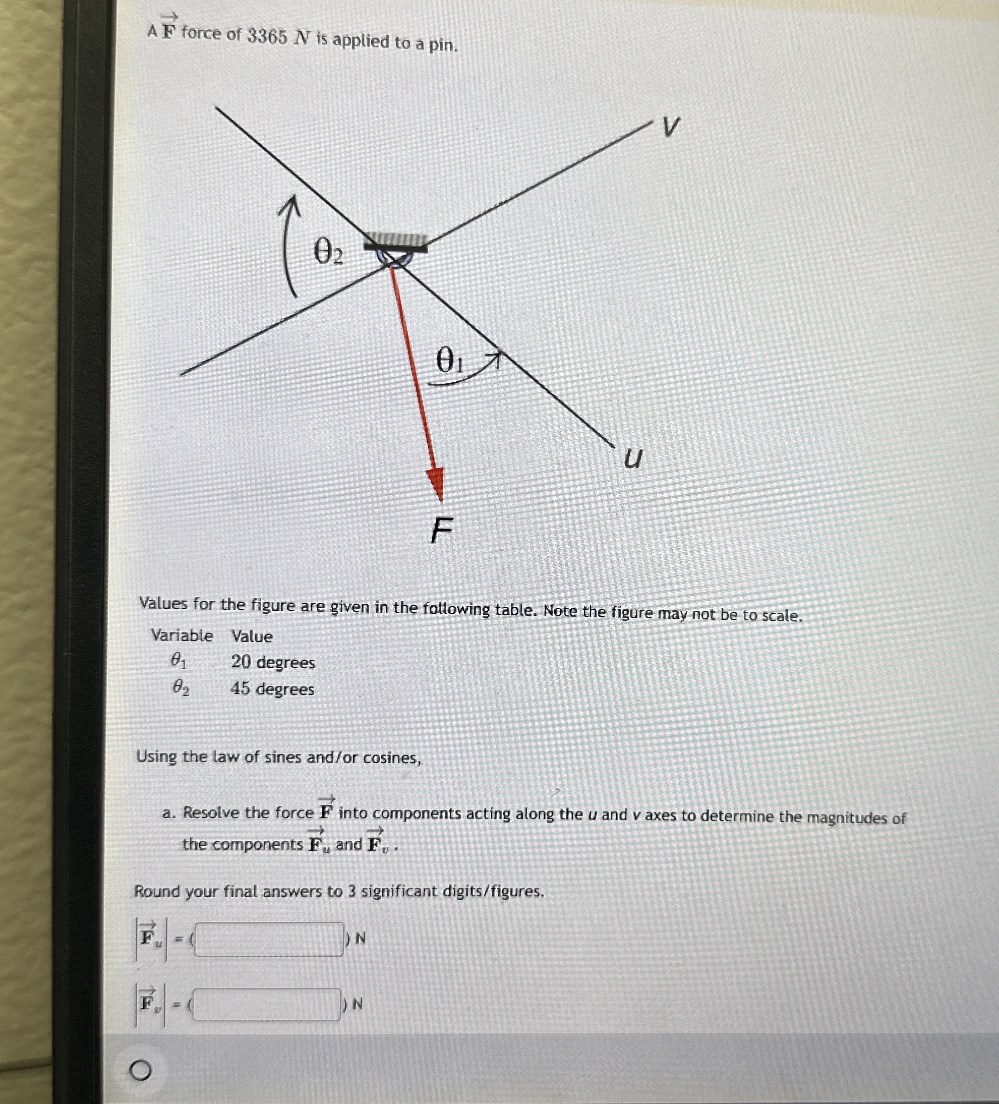 A vec ( F ) force of 3 3 6 5 N is applied to a
