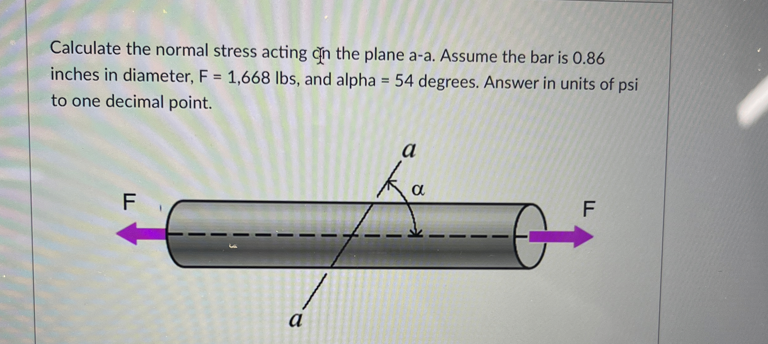 Calculate the normal stress acting con the plane
