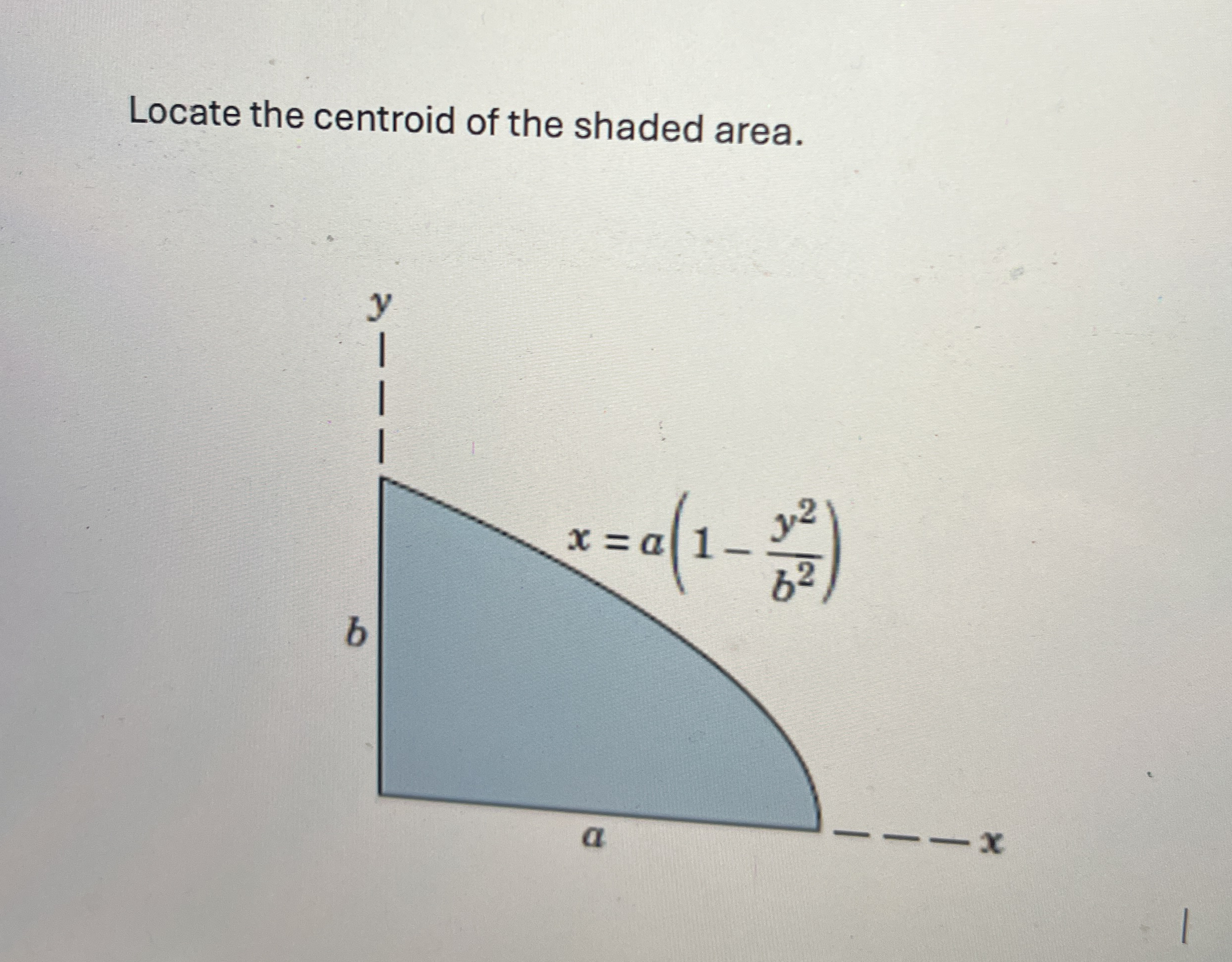 Locate the centroid of the shaded area. Detailed