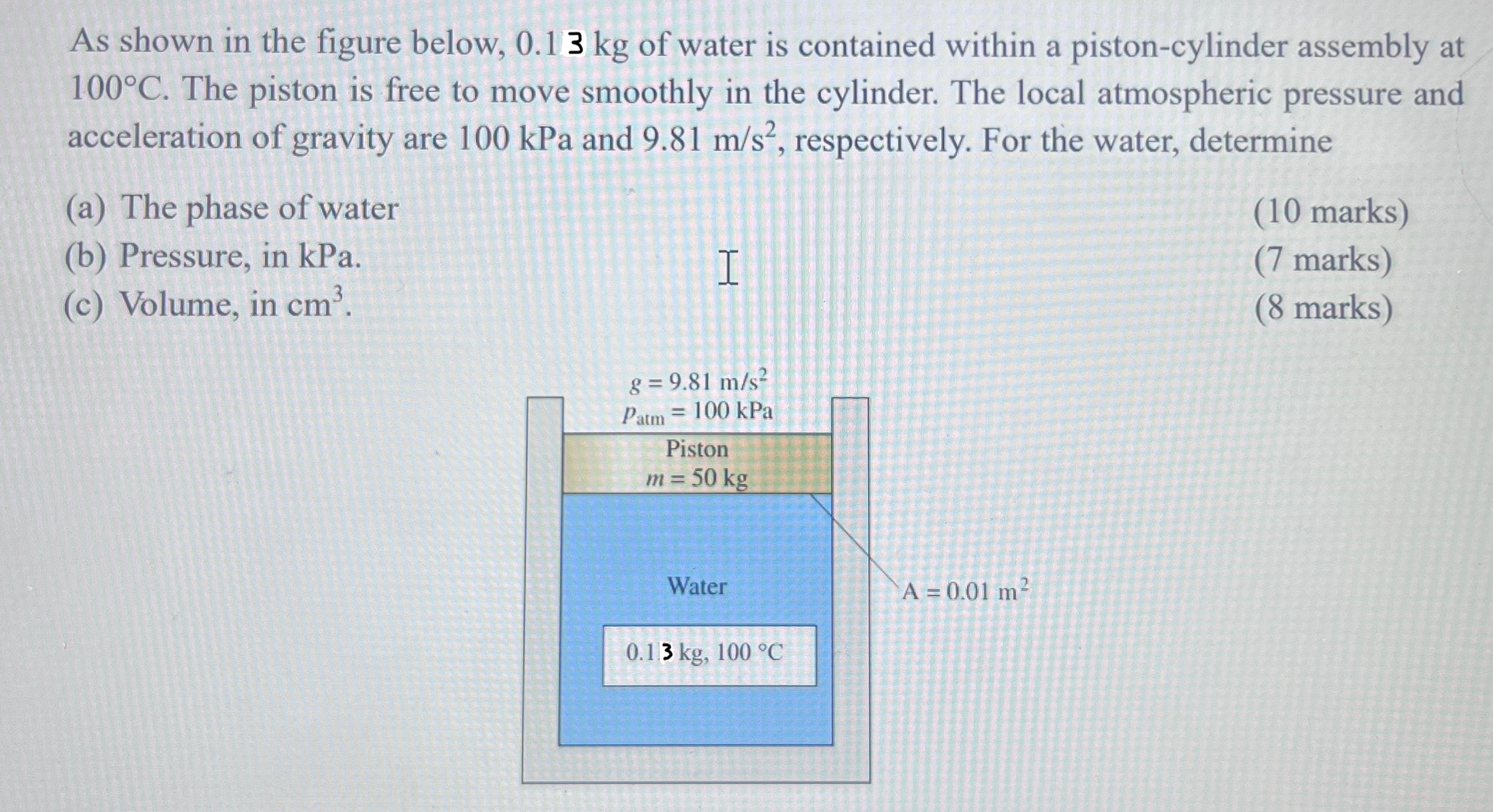 As shown in the figure below, 0 . 1 3 kg of water
