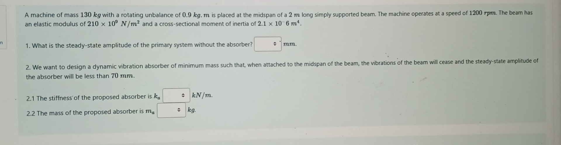 A machine of mass 1 3 0 kg with a rotating