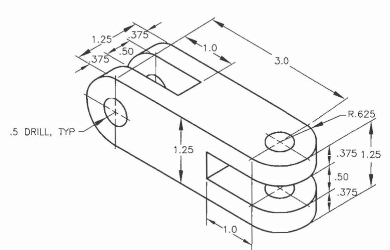 Using orthographic projection, show the top,
