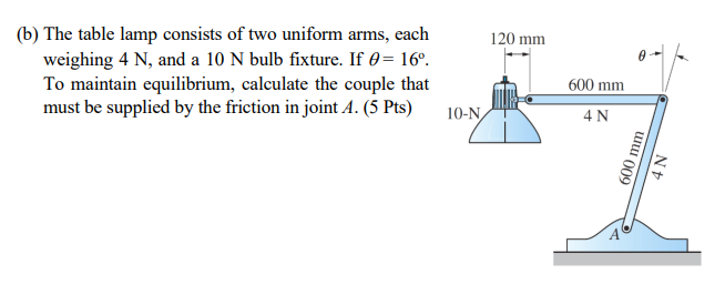 ( b ) The table lamp consists of two uniform