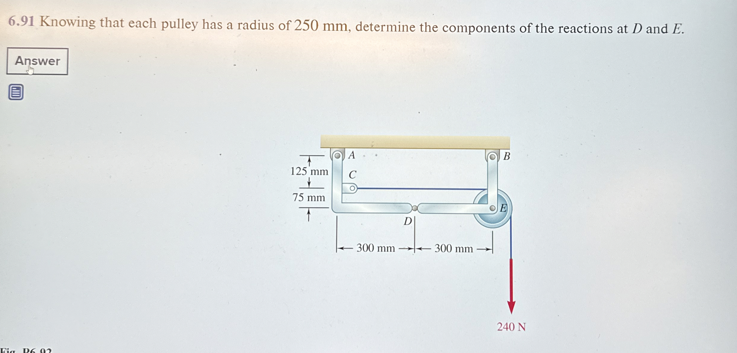 6 . 9 1 Knowing that each pulley has a radius of