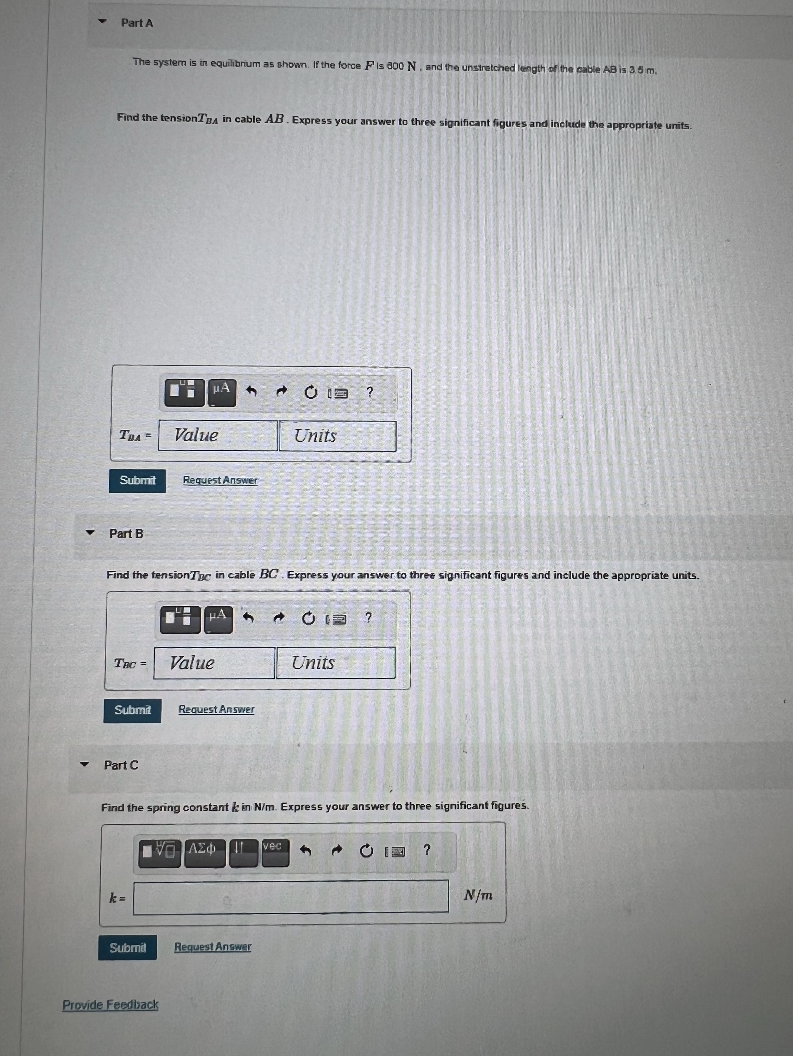 Part A The system is in equilibrium as shosm. If