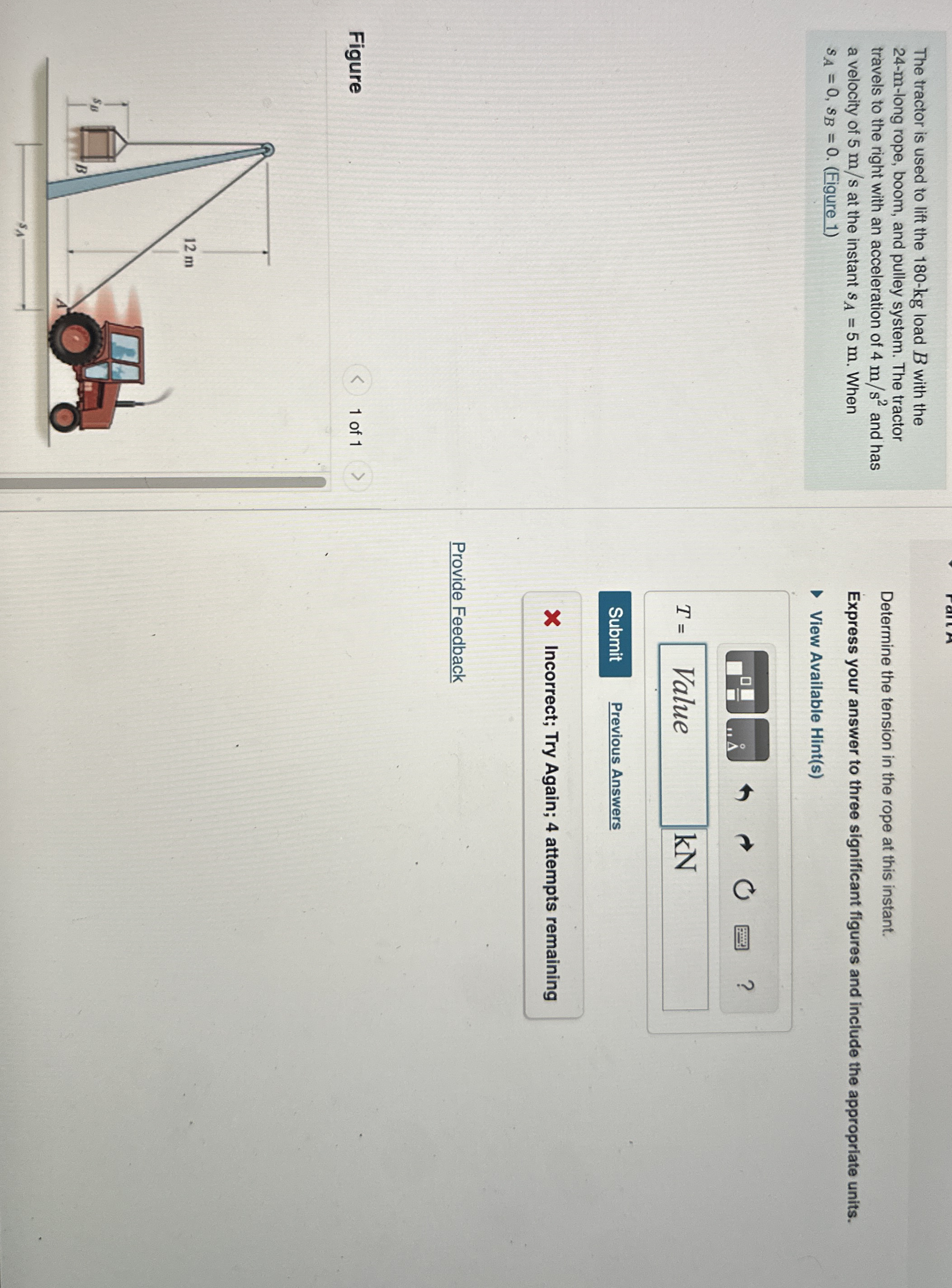 The tractor is used to lift the 1 8 0 - k g load