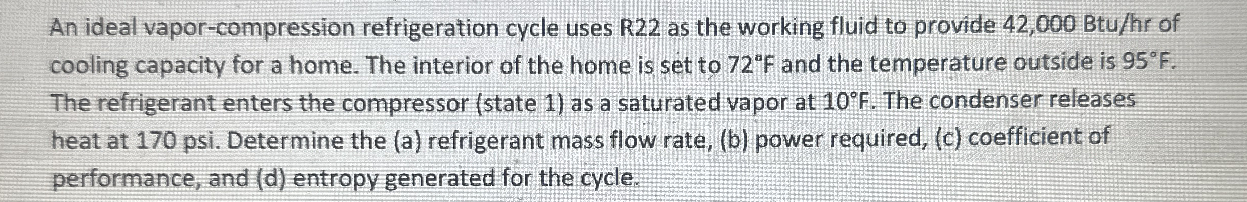 An ideal vapor - compression refrigeration cycle