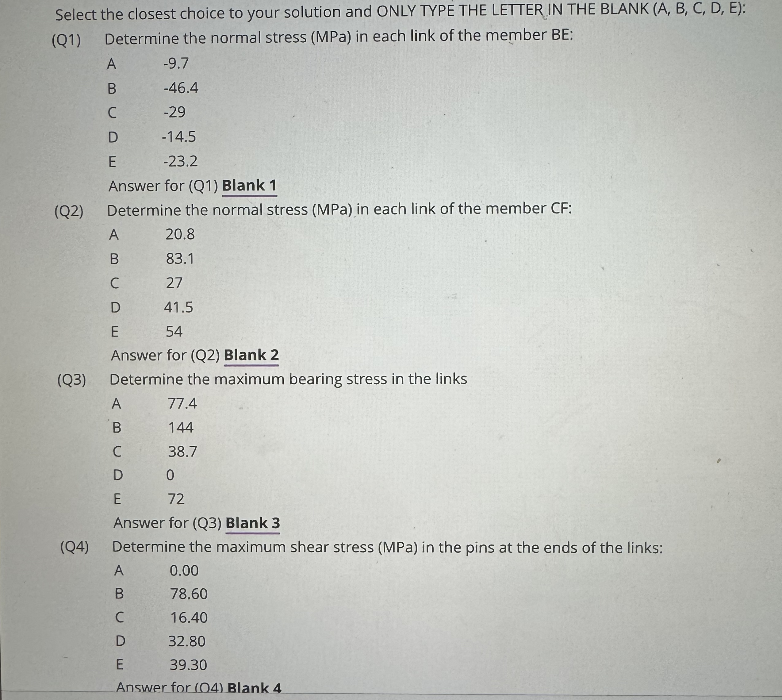 Each of the four vertical links connecting the