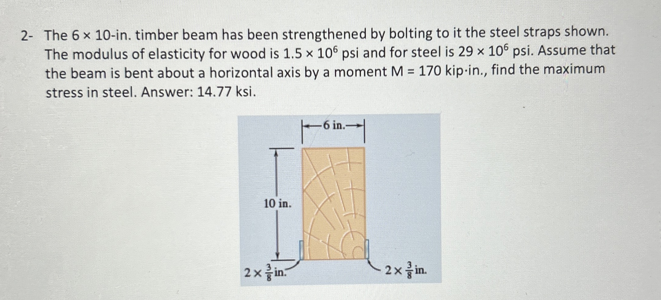 2 - The 6 1 0 - in . timber beam has been