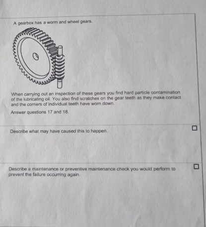 A gearbox has a worm and wheel gears. When