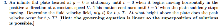 3 . An infinite flat plate located at \ ( y = 0 \
