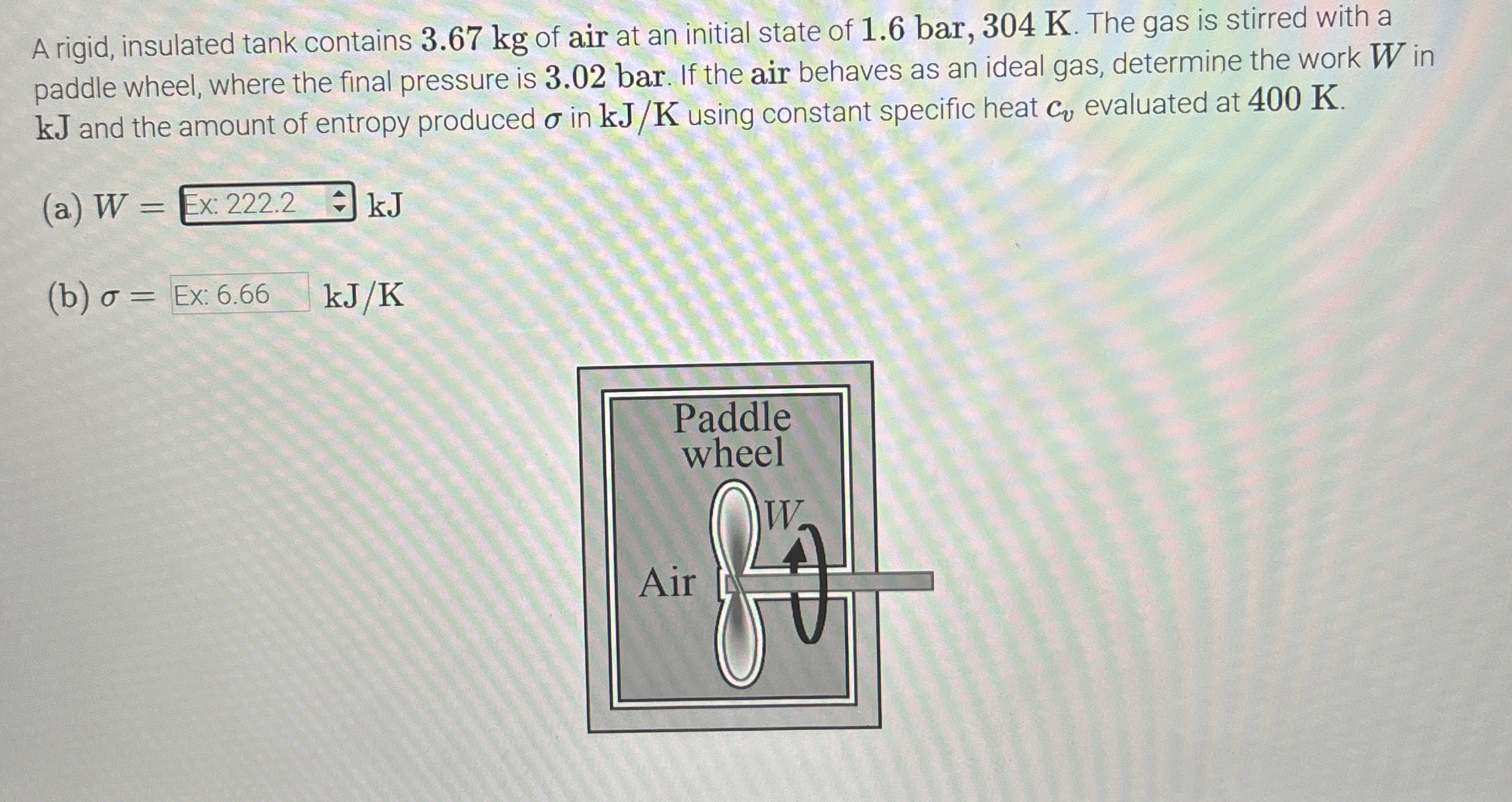 A rigid, insulated tank contains 3 . 6 7 kg of