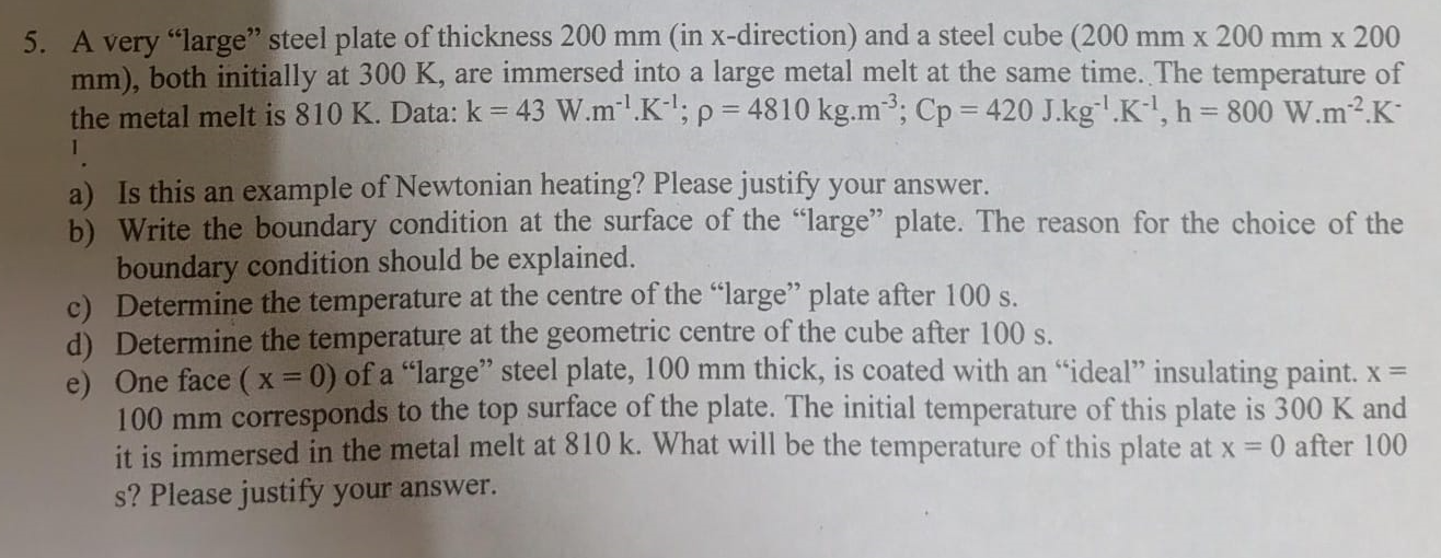 A very "large" steel plate of thickness 2 0 0 mm