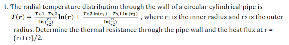 The radial temperature distribution through the
