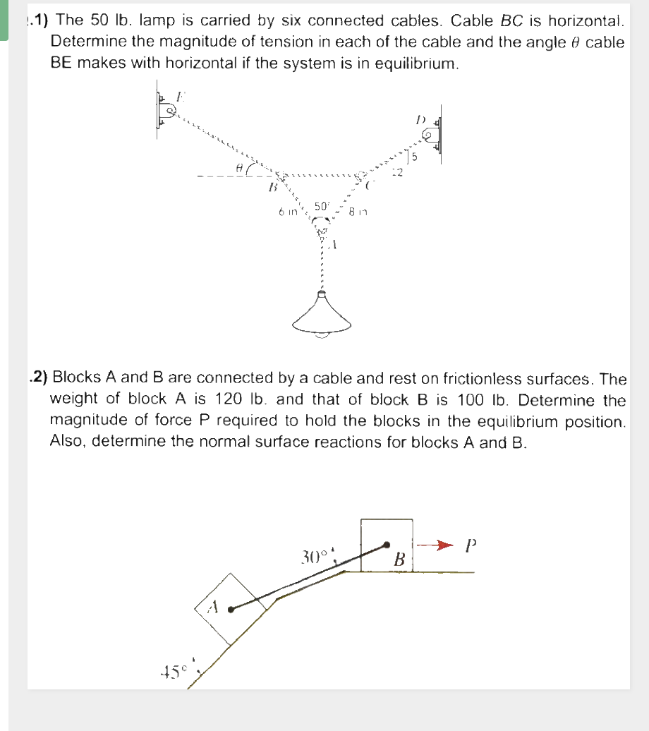 1 . 1 ) The 5 0 lb . lamp is carried by six