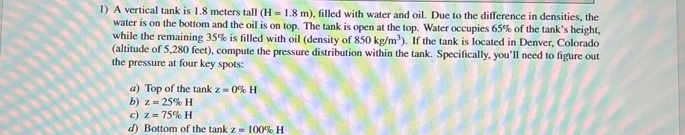 What does this mean How to solve A vertical tank
