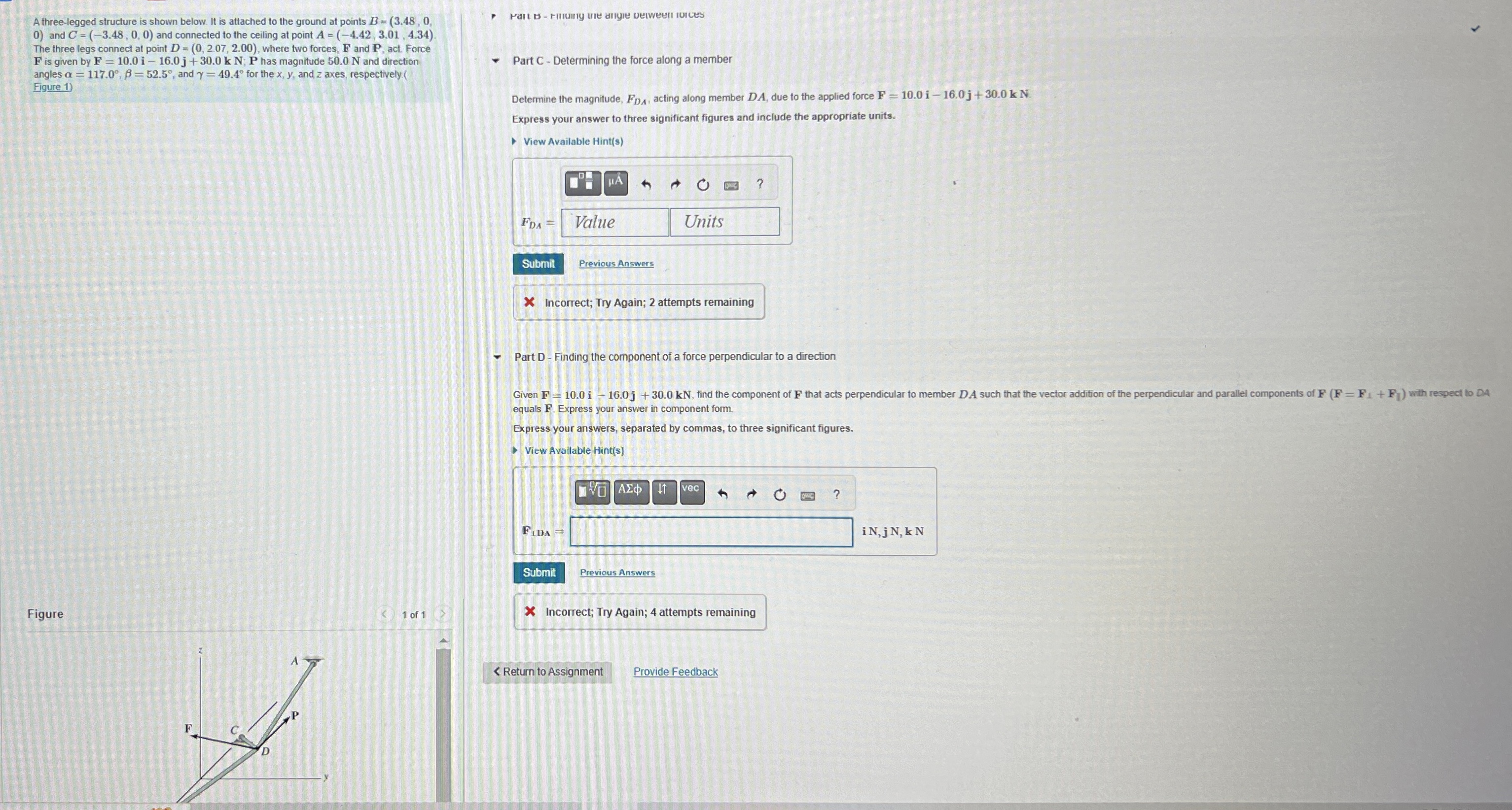 A three - legged structure is shown below. It is