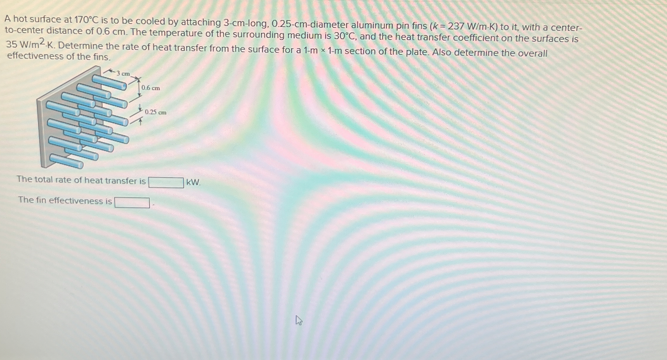 A hot surface at 1 7 0 C is to be cooled by
