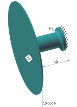 The stationary shaft represented in the figure is