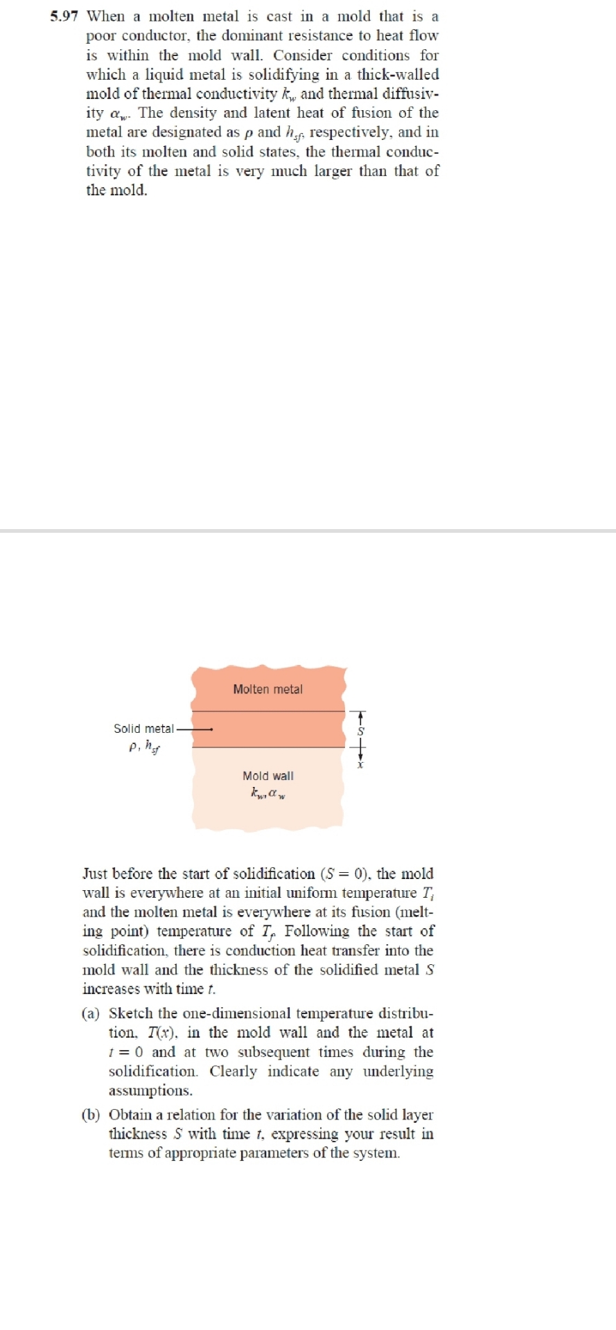 5 . 9 7 When a molten metal is cast in a mold