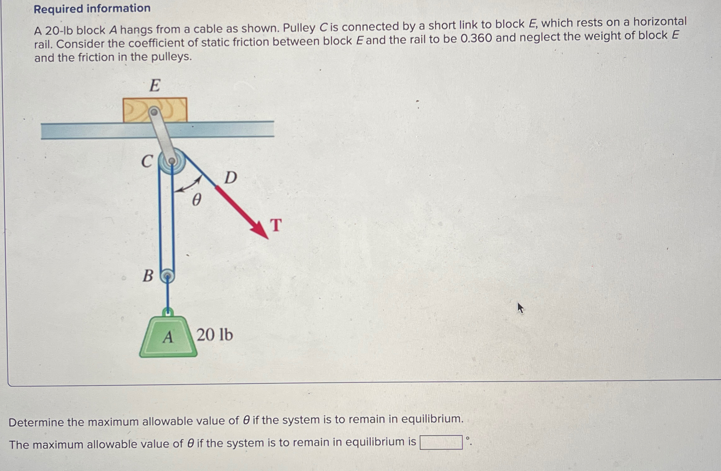 Required information A 2 0 - lb block A hangs
