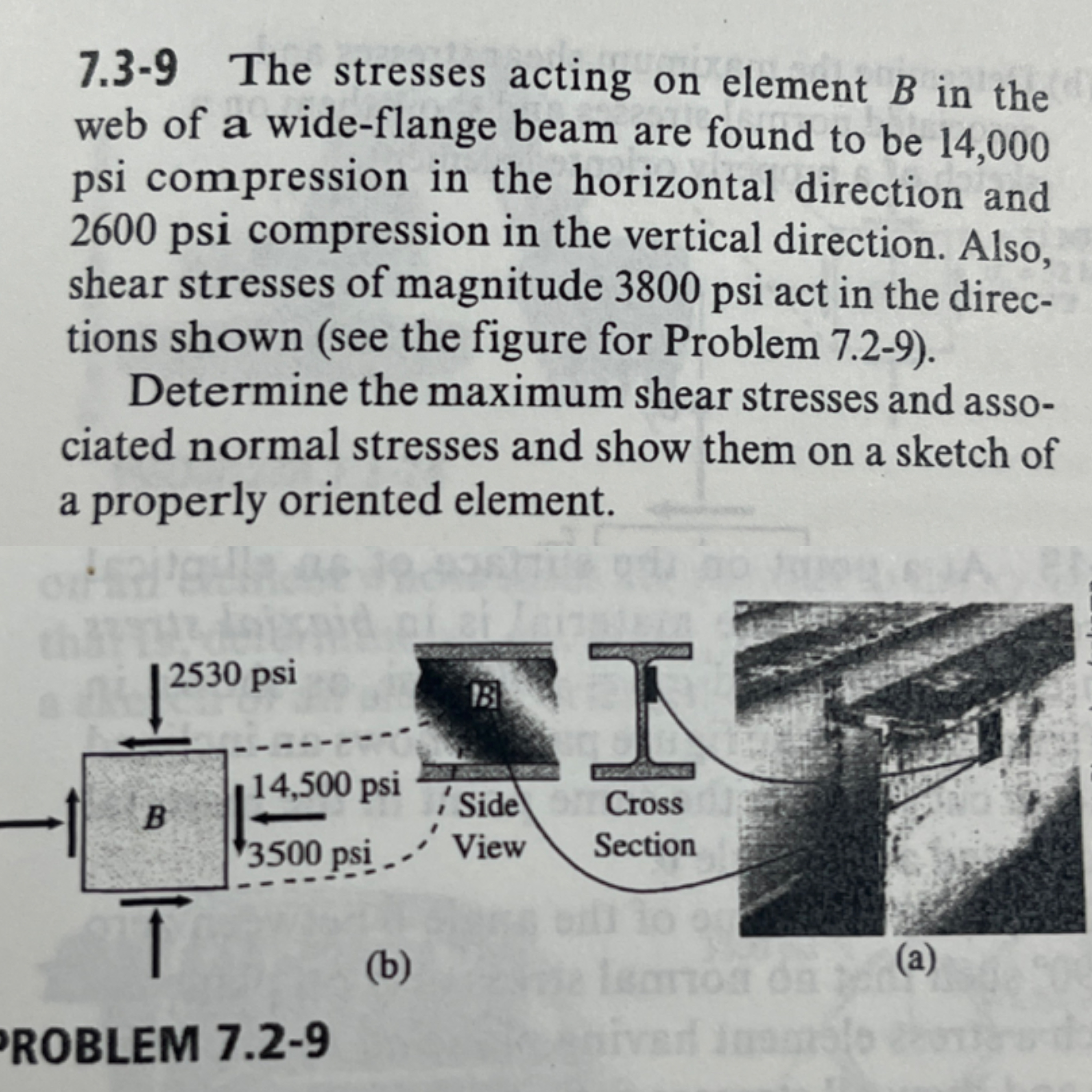 7 . 3 - 9 The stresses acting on element B in the