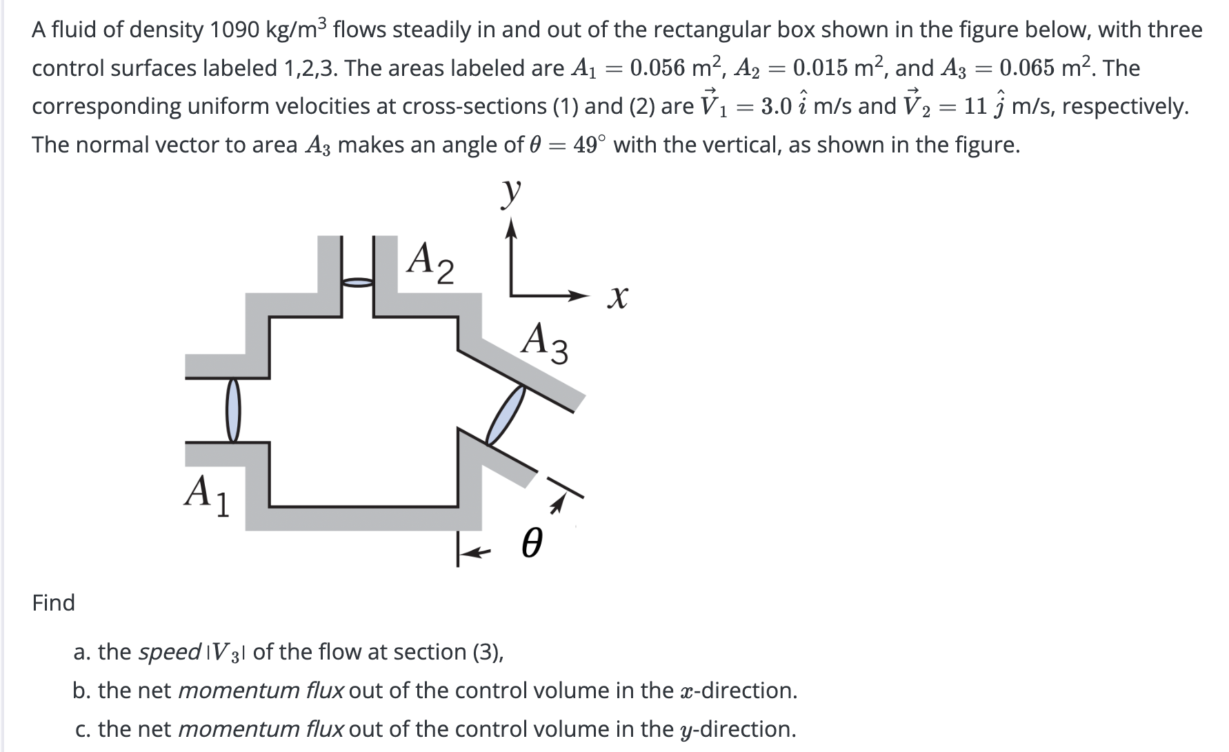 A fluid of density 1 0 9 0 k g m 3 flows steadily