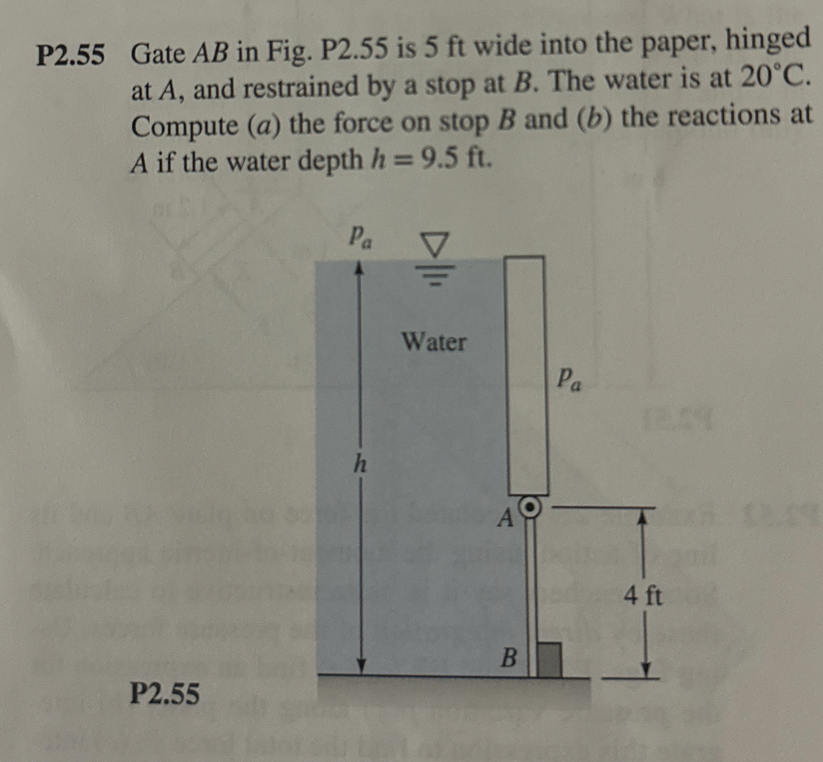 P 2 . 5 5 Gate A B in Fig. P 2 . 5 5 is 5 ft wide