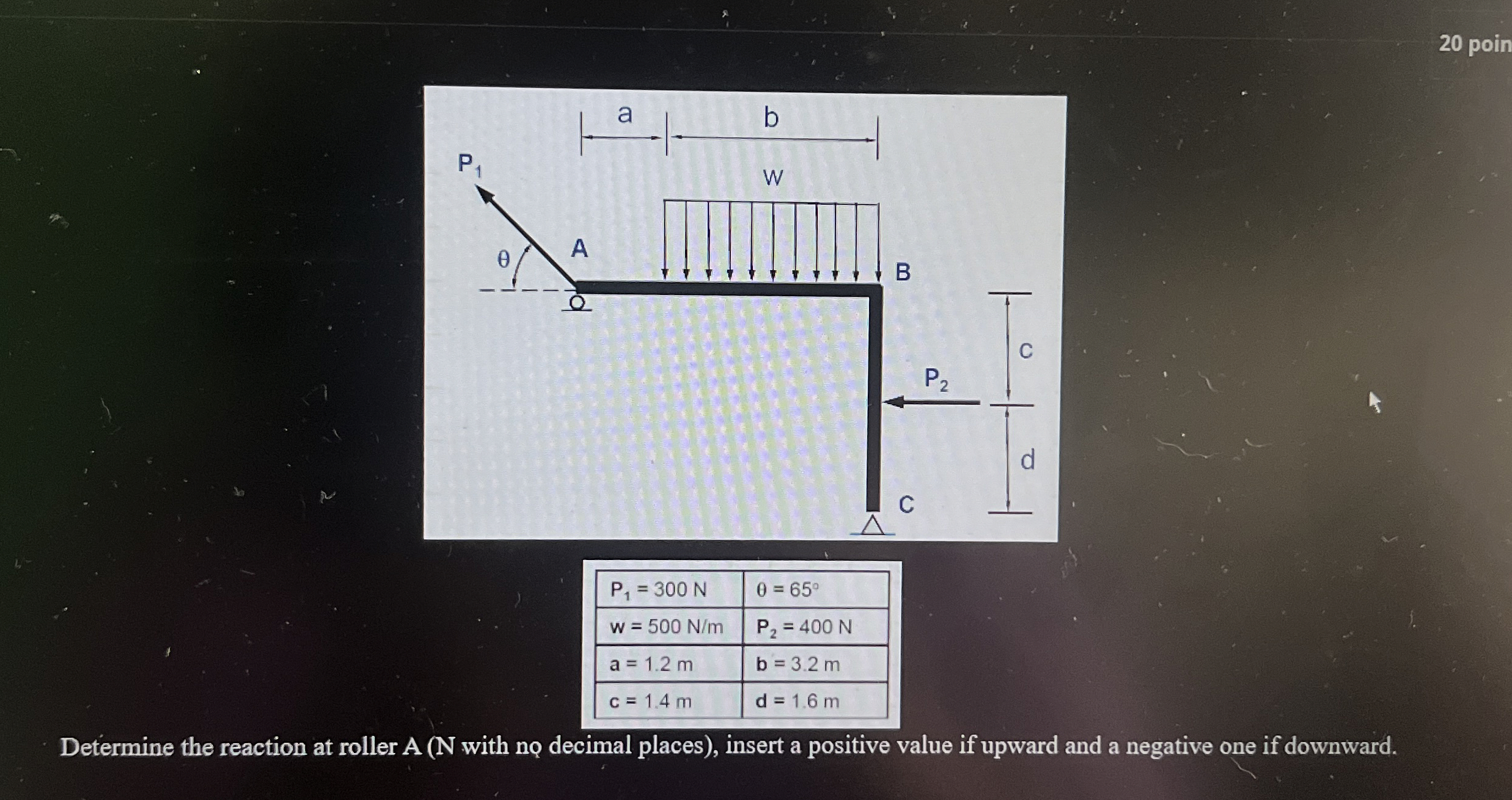Determine the reaction at roller A ( N with n q
