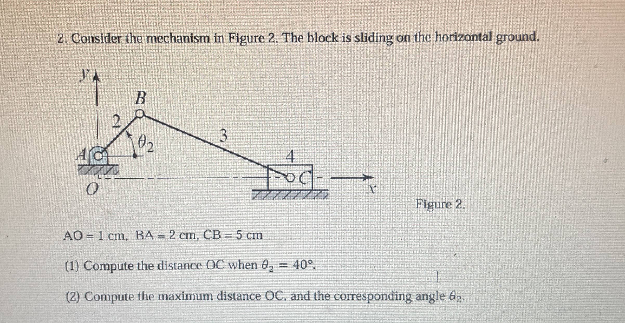 Consider the mechanism in Figure 2 . The block is