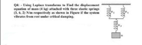 Q 4 : - Using Laplace transforms in Find the