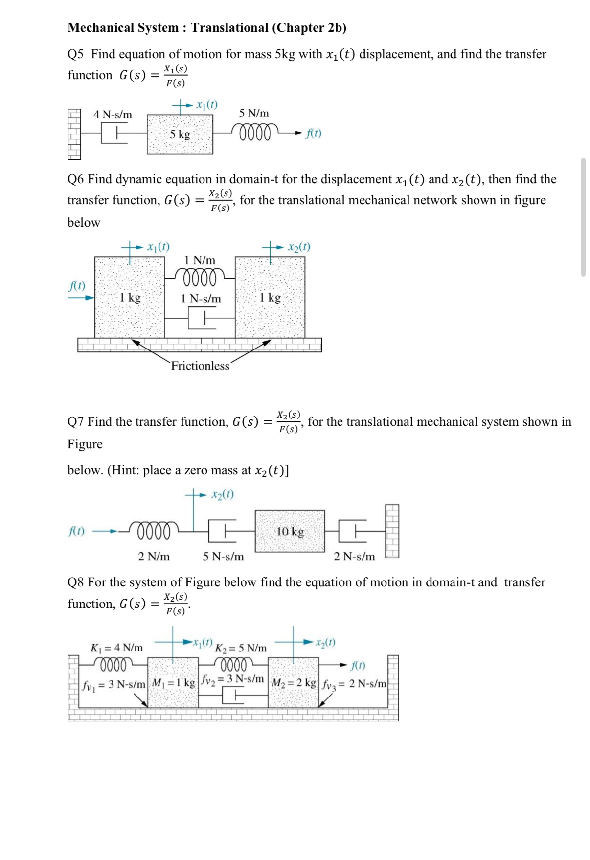 Mechanical System : Translational ( Chapter 2 b )