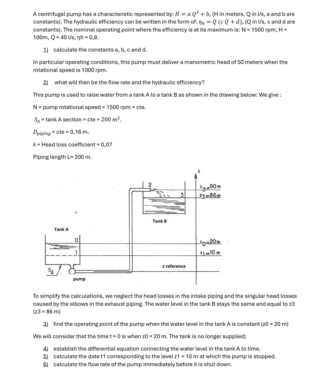A centrifugal pump has a characteristic