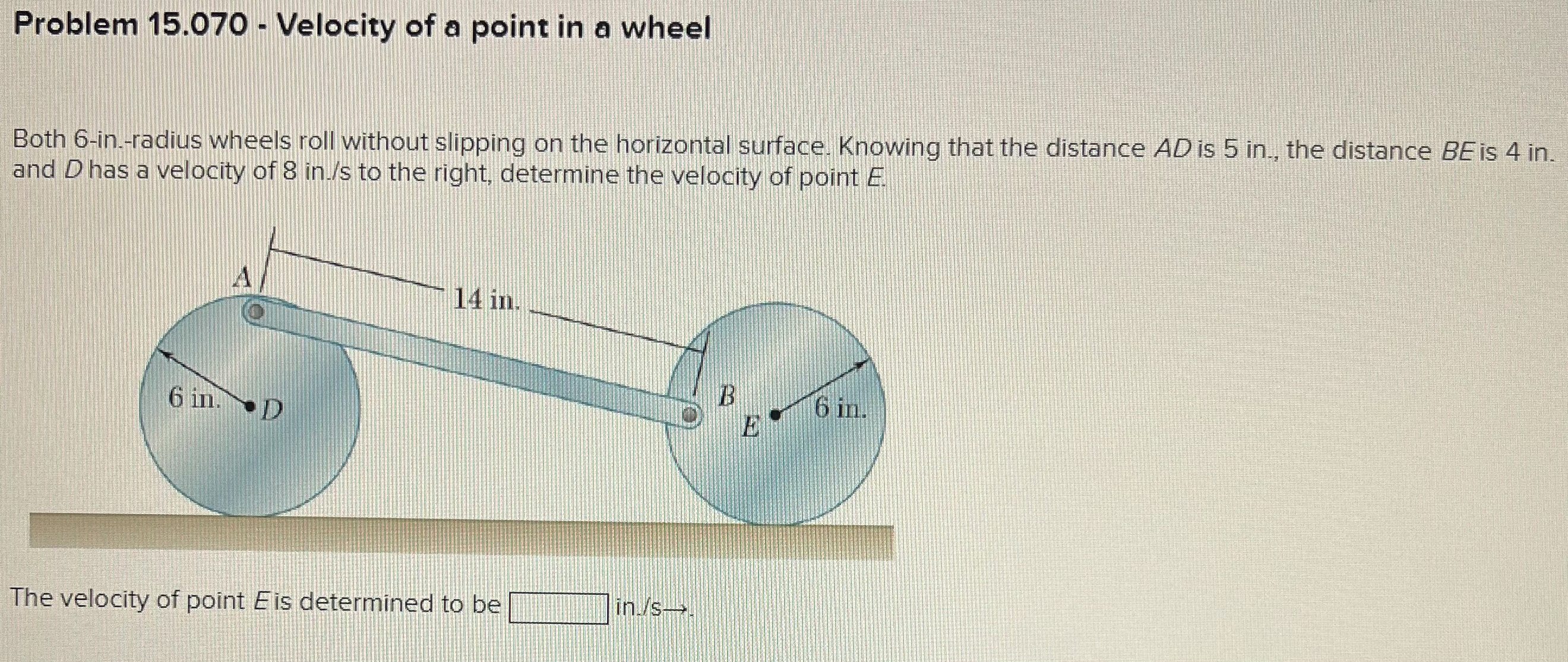 Problem 1 5 . 0 7 0 - Velocity of a point in a