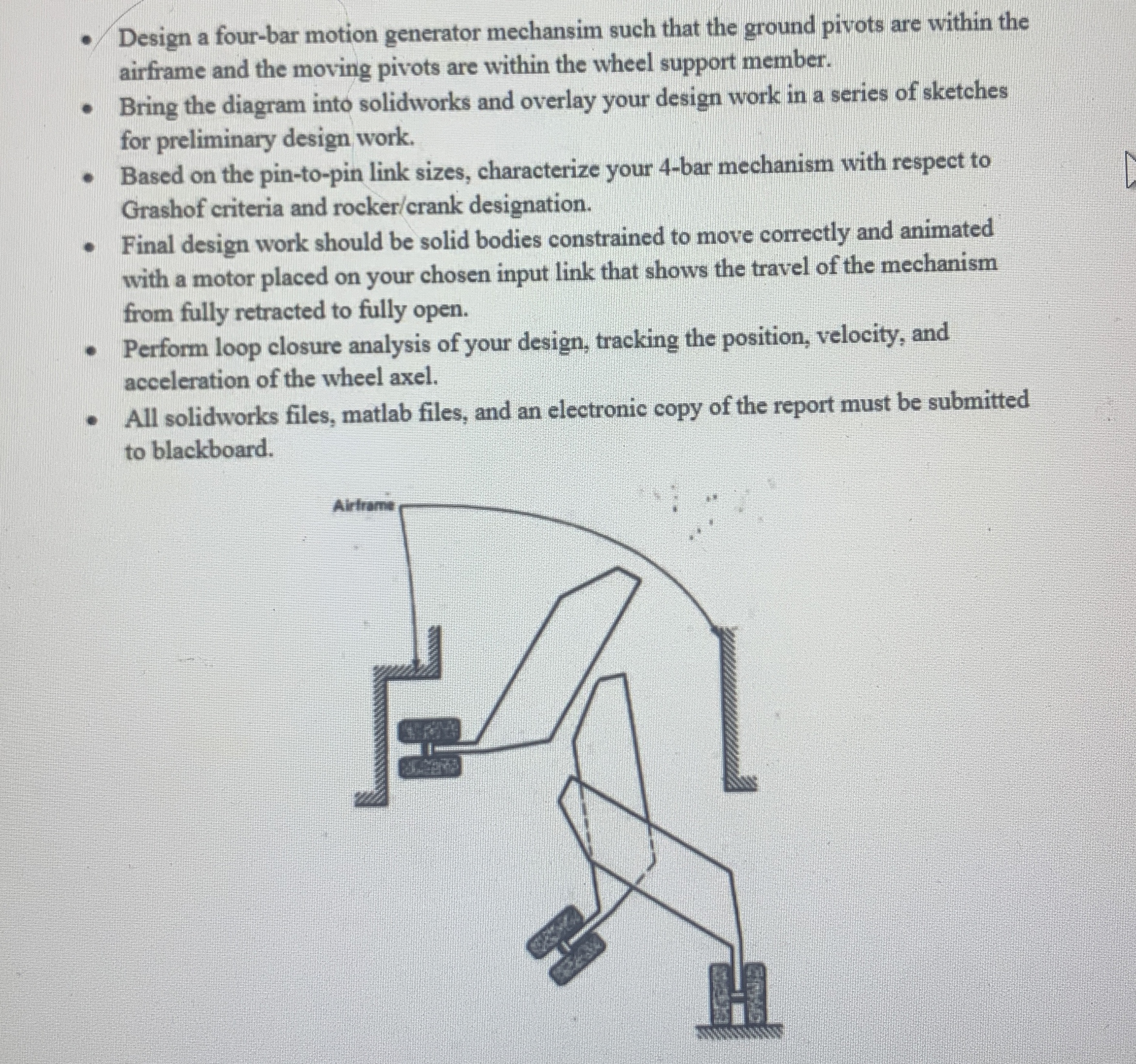 Design a four - bar motion generator mechansim