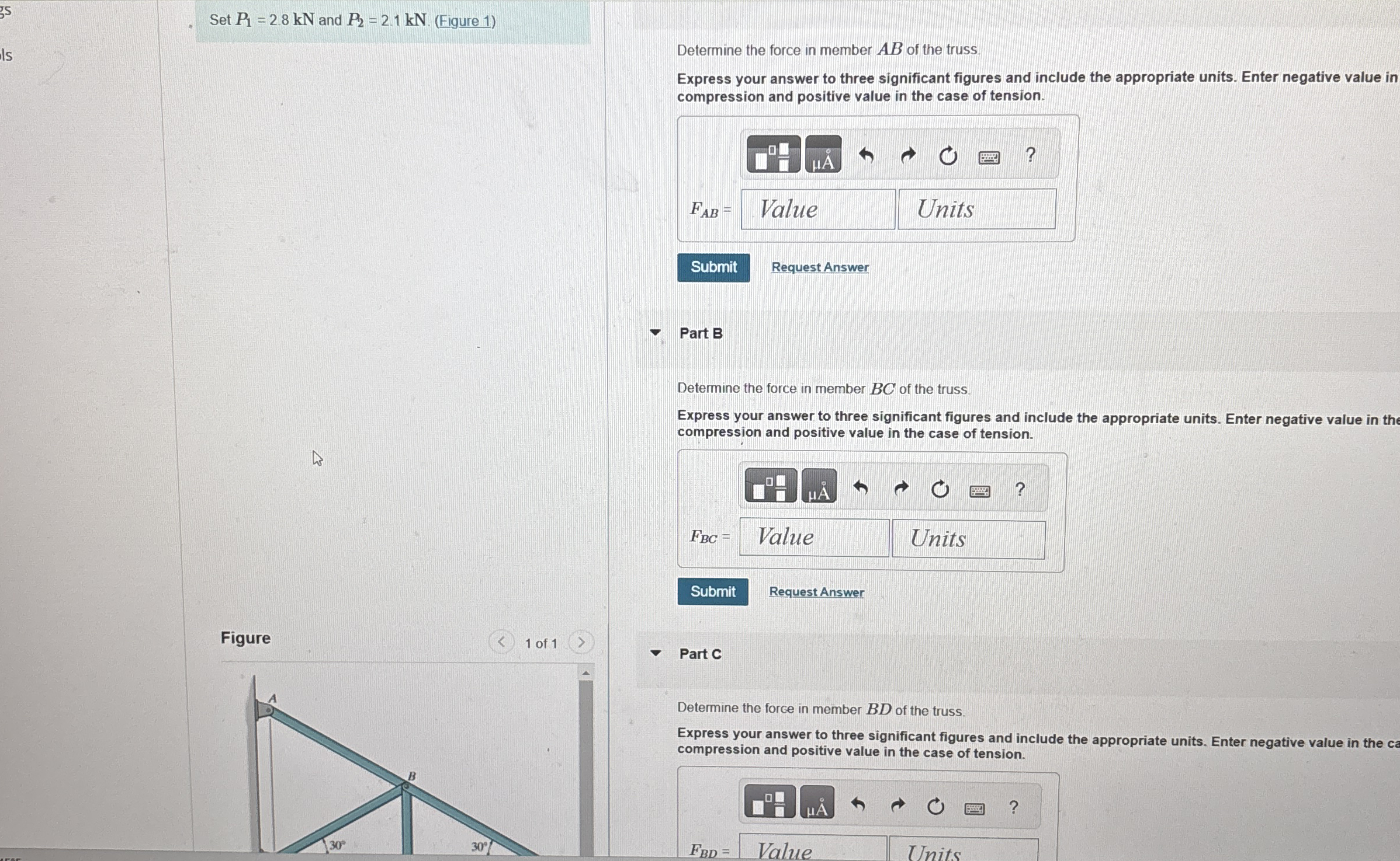 Set P 1 = 2 . 8 k N and P 2 = 2 . 1 k N . (
